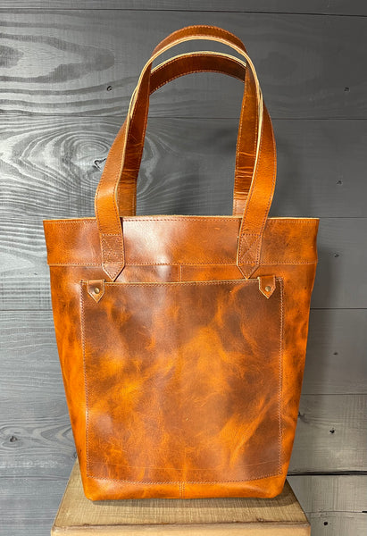 Leather Tote Bag for Women Large With Zipper Pocket Handmade 