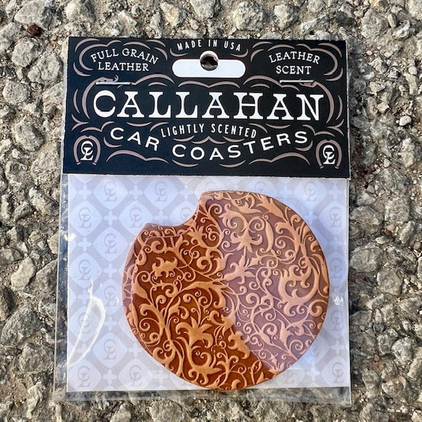 Car Coasters - Lightly Scented Leather