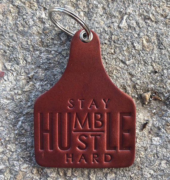Stay Humble Hustle Hard Cow Tag