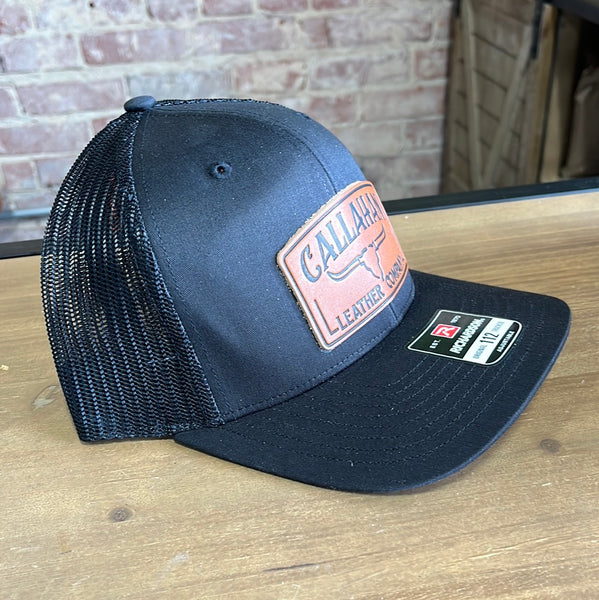Black Callahan Leather Patch Hat
