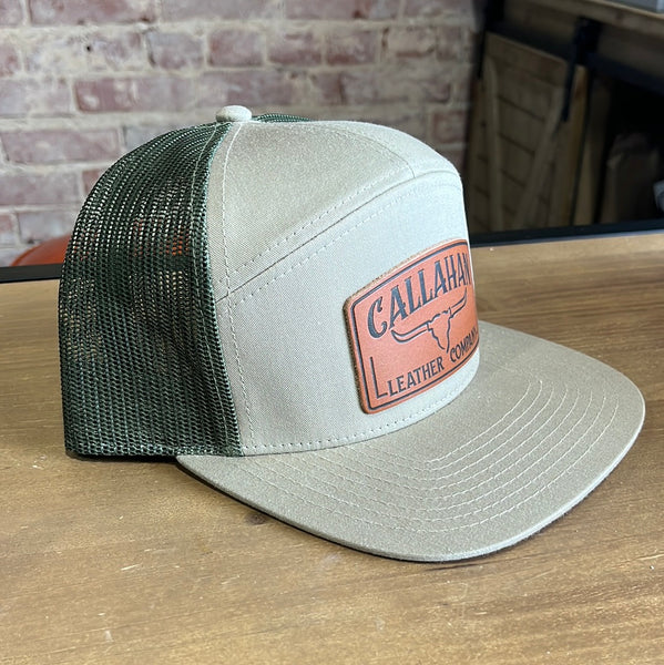 Tan and Green Callahan Leather Patch Hat