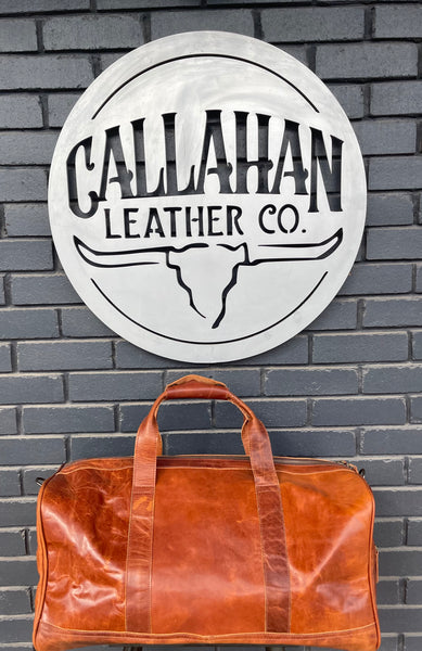 Leather weekender bag