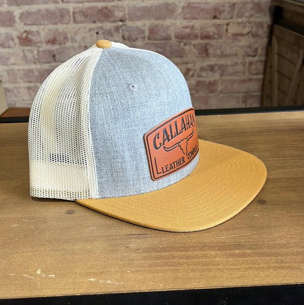 Grey, Yellow, and Tan Callahan Leather Patch Hat